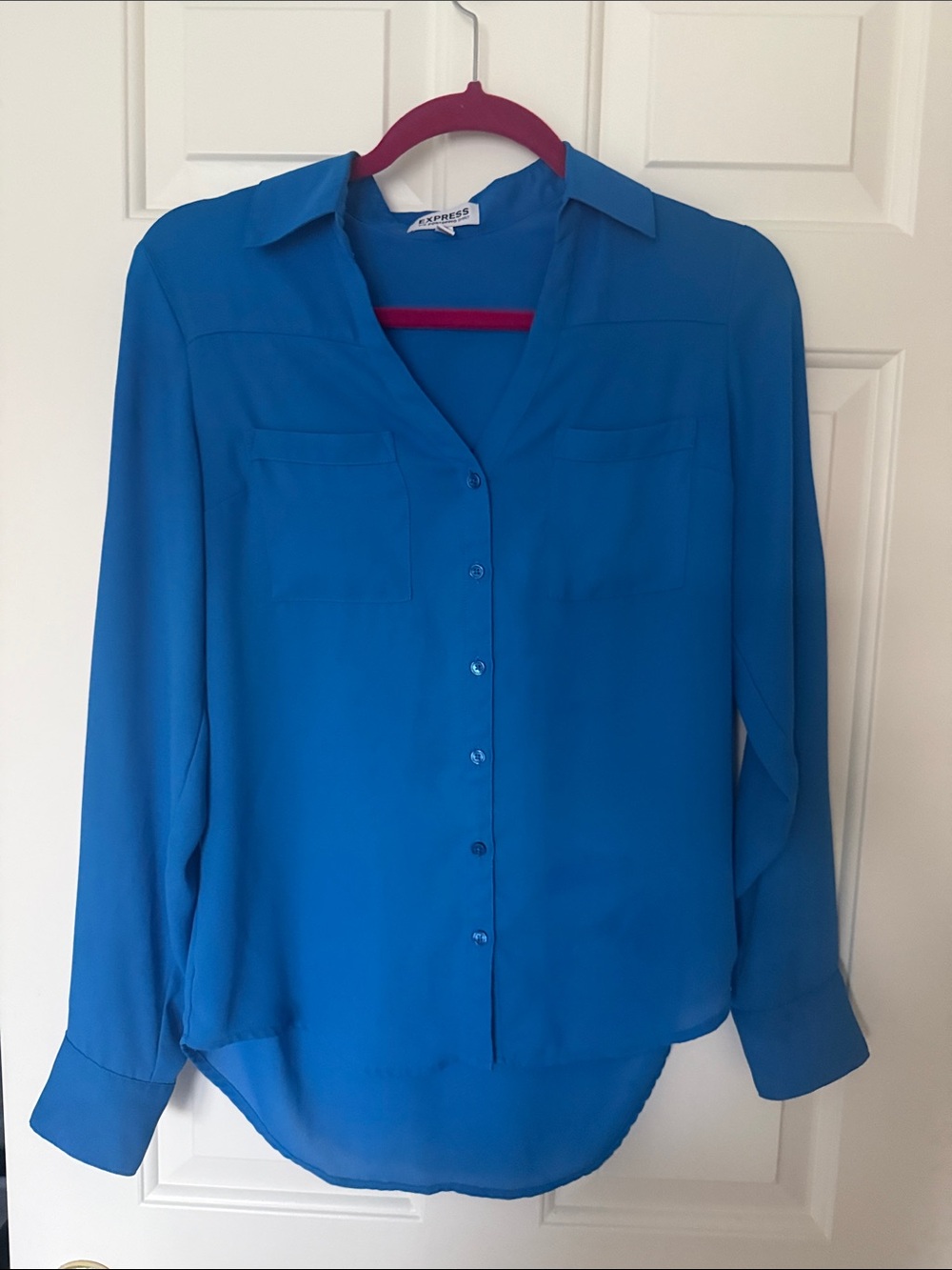 Express Portofino Women's Royal Blue Button-Up Shirt XS like new